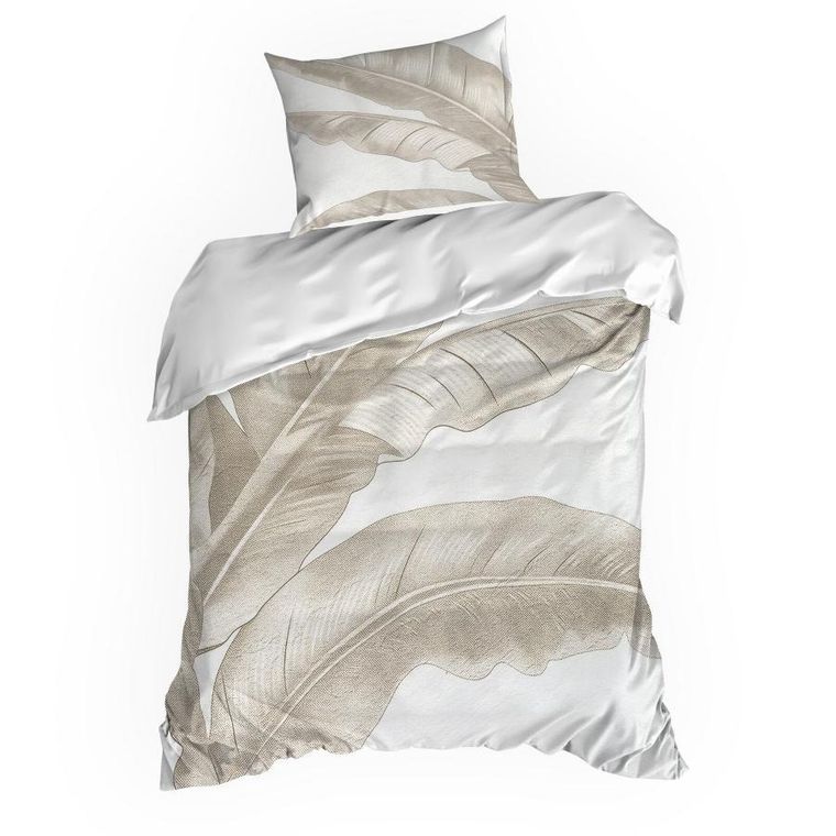 Eurofirany, komplet pościeli satynowej, spring, 220-200 cm, ciemnobeżowy