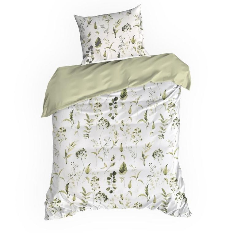 Eurofirany, komplet pościeli satynowej, spring, 220-200 cm, oliwkowy