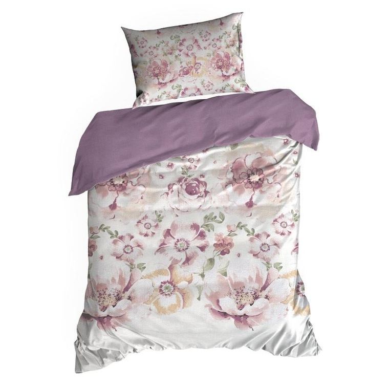 Eurofirany, komplet pościeli satynowej spring, 220-200 cm, popielaty