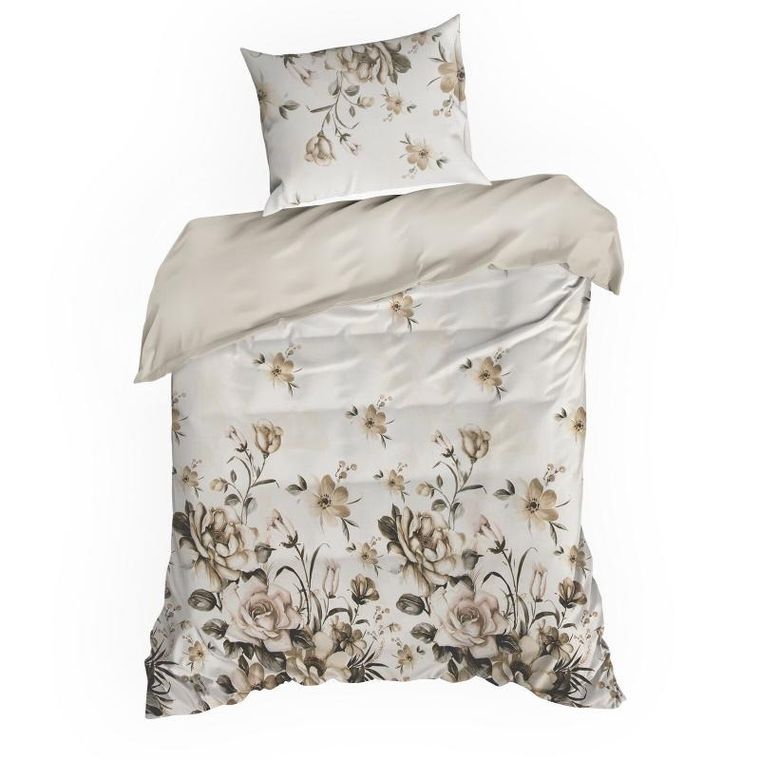 Eurofirany, komplet pościeli satynowej, Spring, 220-200 cm, pudrowy