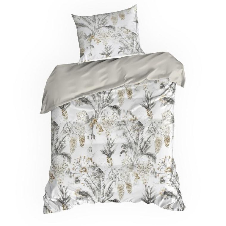 Eurofirany, komplet pościeli satynowej, Spring, 220-200 cm, stalowy