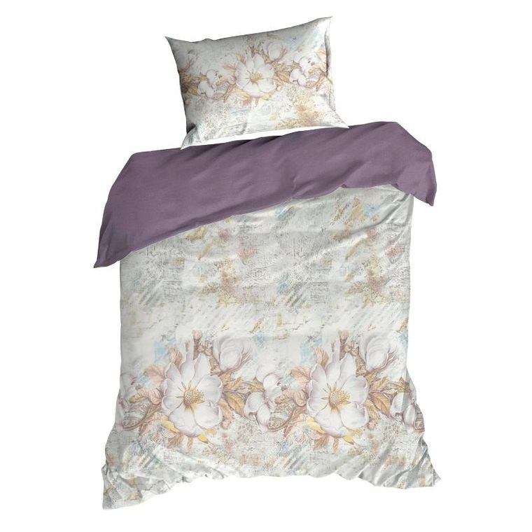 Eurofirany, komplet pościeli satynowej spring, 26, 140-200 cm, jasnokremowy