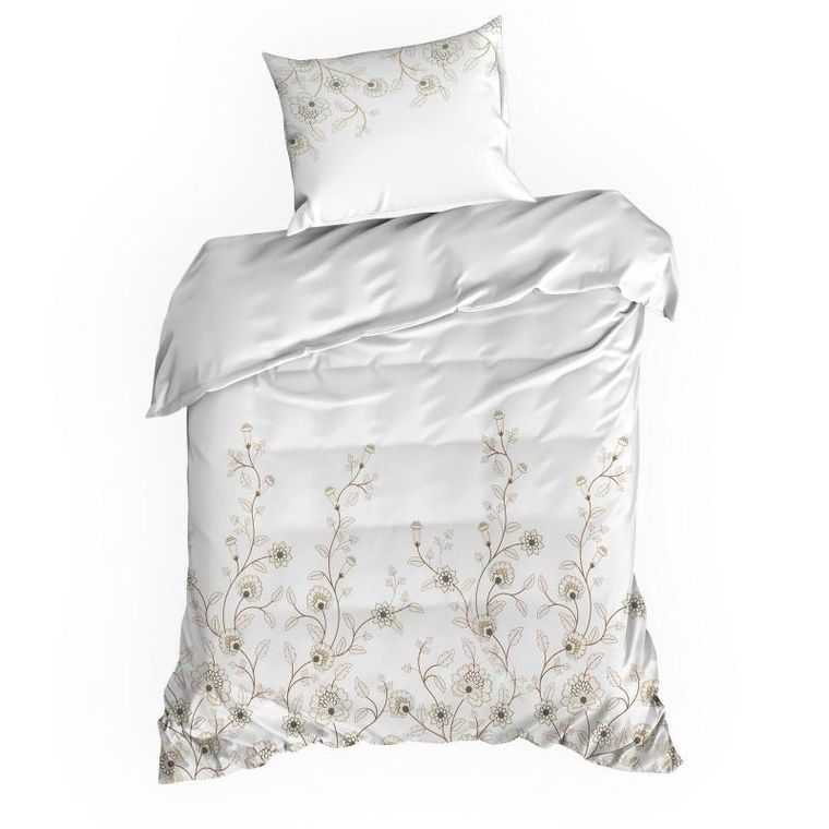 Eurofirany, komplet pościeli satynowej, spring 44, 160-200 cm, biały