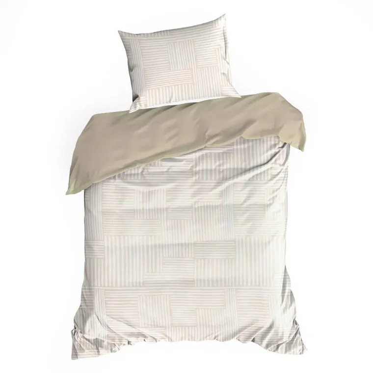 Eurofirany, komplet pościeli satynowej, Spring 80, 160-200 cm, beżowy