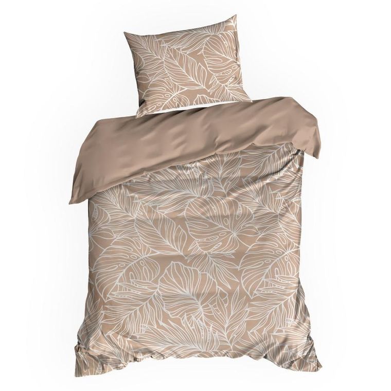 Eurofirany, komplet pościeli satynowej, Spring 81, 140-200 cm, jasnobrązowy