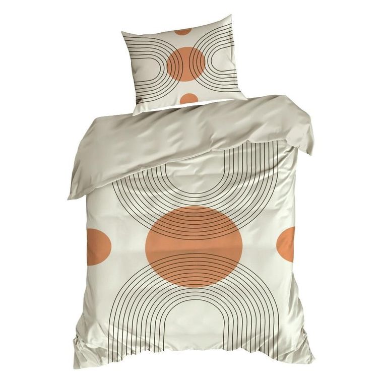 Eurofirany, komplet pościeli satynowej, Spring 87, 200-220 cm, jasnobeżowy