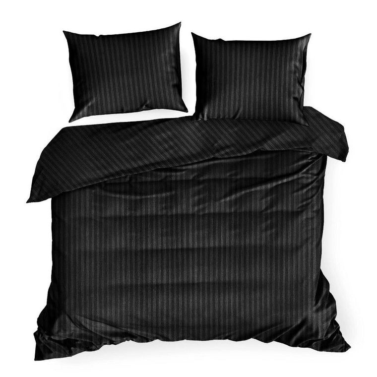 Eurofirany, komplet pościeli satynowej, Vera, 200-220 cm, czarna