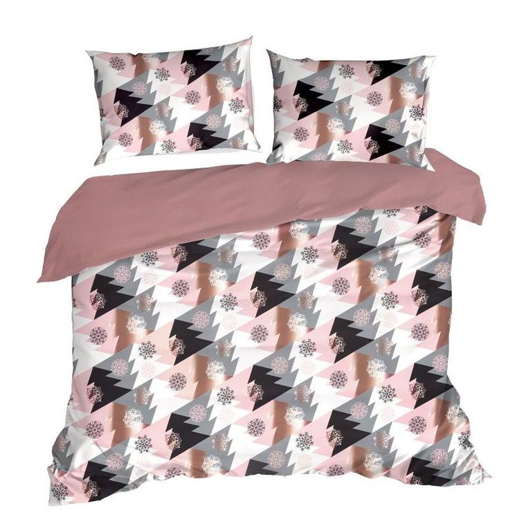 Eurofirany, komplet pościeli świątecznej, Aura, 160-200 cm, różowy