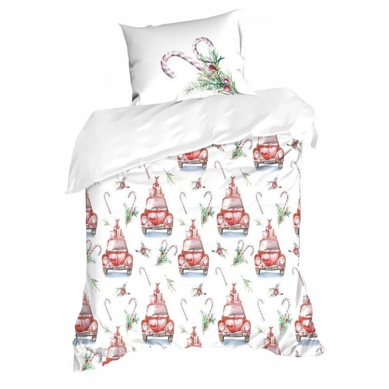 Eurofirany, komplet pościeli świątecznej, Candy, 160-200 cm, biały