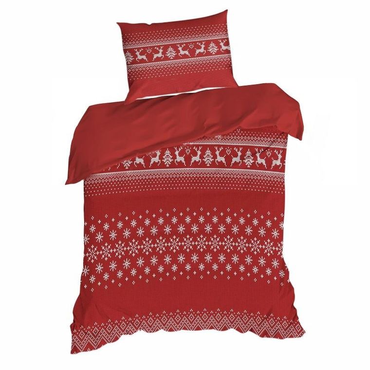 Eurofirany, komplet pościeli świątecznej, Noel, 160-200 cm, czerwony