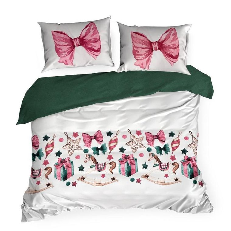 Eurofirany, komplet pościeli świątecznej, Ribeno, 220-200 cm, biały