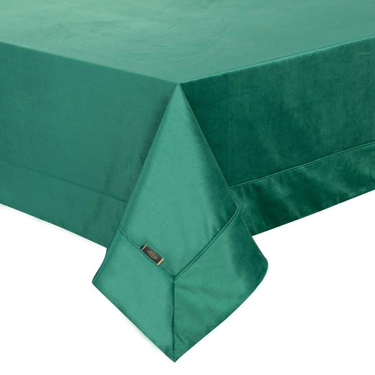 Eurofirany, obrus velvet, 145-220 cm, ciemnozielony