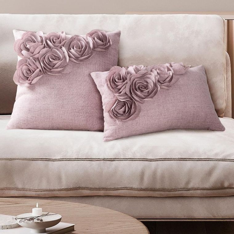 Eurofirany, poszewka Flores, 45-45 cm, różowy