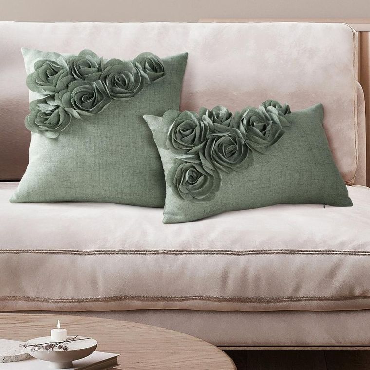 Eurofirany, poszewka Flores, 45-45 cm, zielony