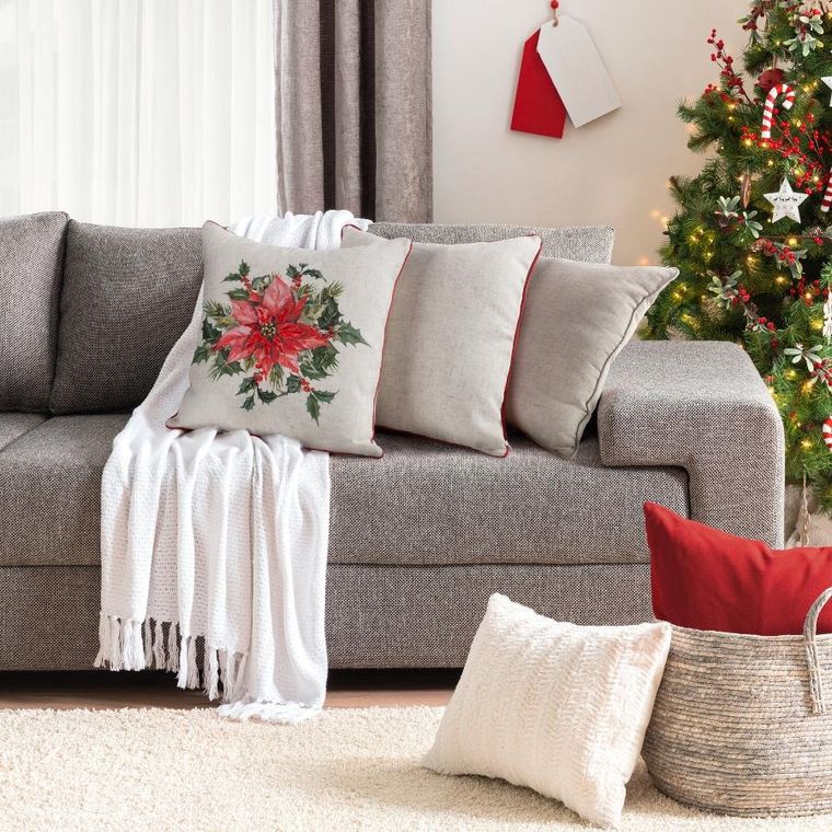 Eurofirany, poszewka świąteczna, 45-45 cm, beżowy