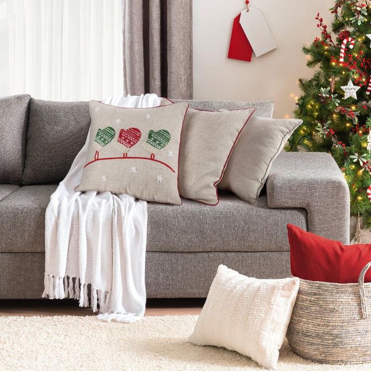 Eurofirany, poszewka świąteczna, 45-45 cm, beżowy