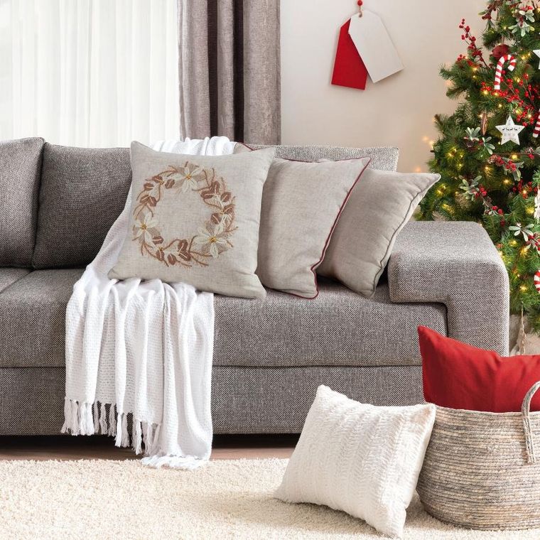 Eurofirany, poszewka świąteczna, 45-45 cm, beżowy