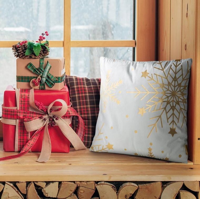 Eurofirany, poszewka świąteczna, 45-45 cm, biały