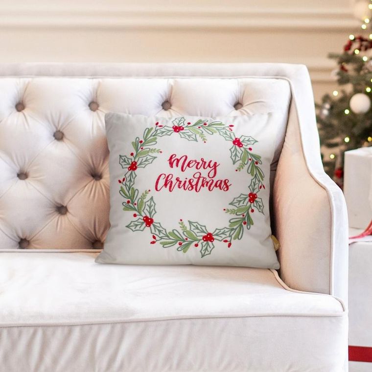 Eurofirany, poszewka świąteczna, 45-45 cm, biały