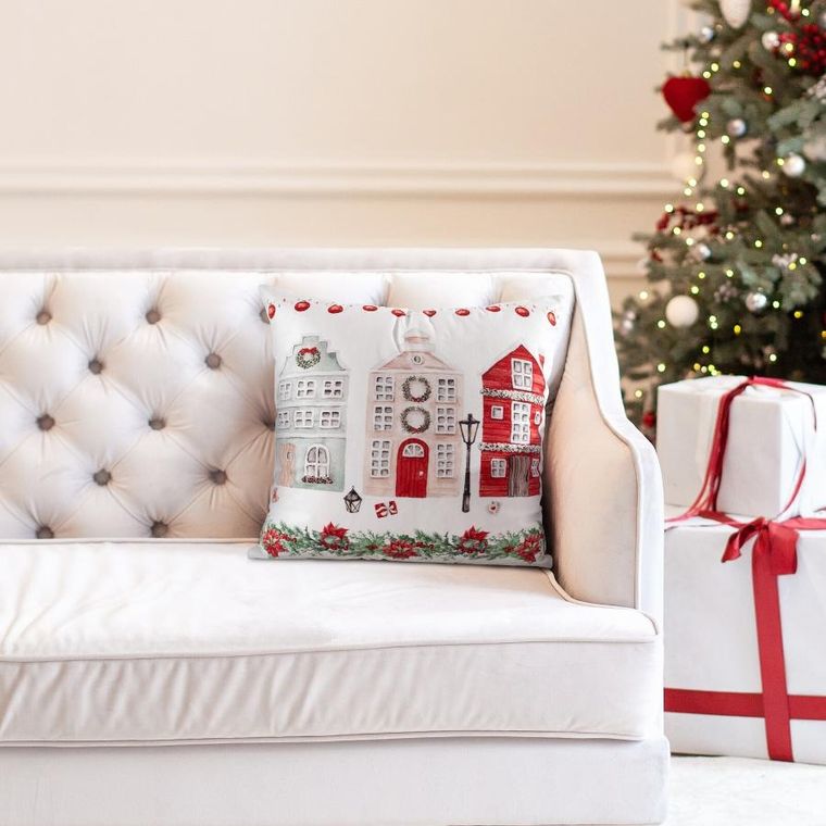 Eurofirany, poszewka świąteczna, 45-45 cm, biały