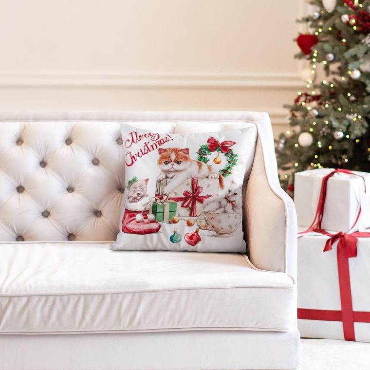 Eurofirany, poszewka świąteczna, 45-45 cm, biały