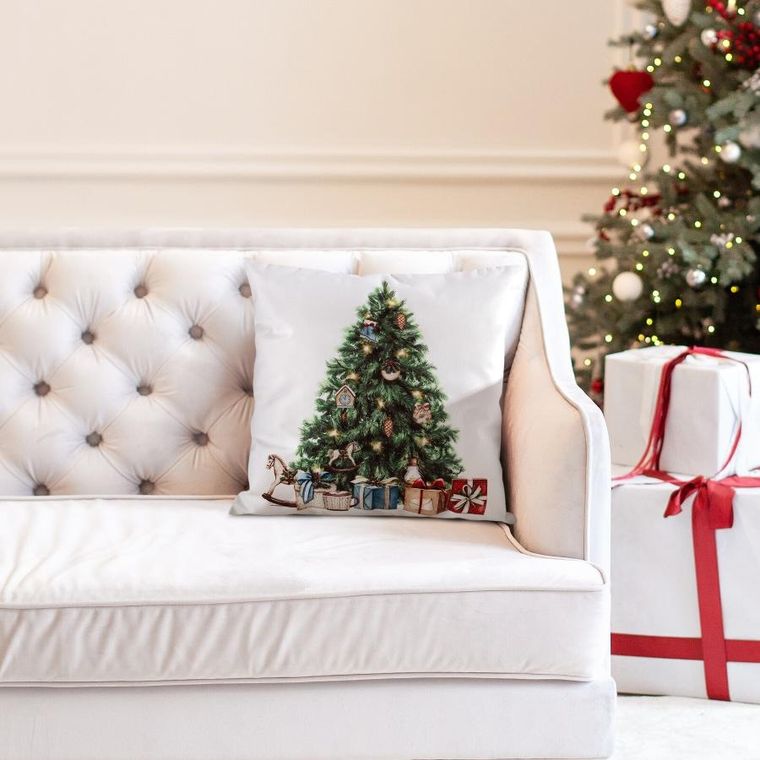 Eurofirany, poszewka świąteczna, 45-45 cm, biały