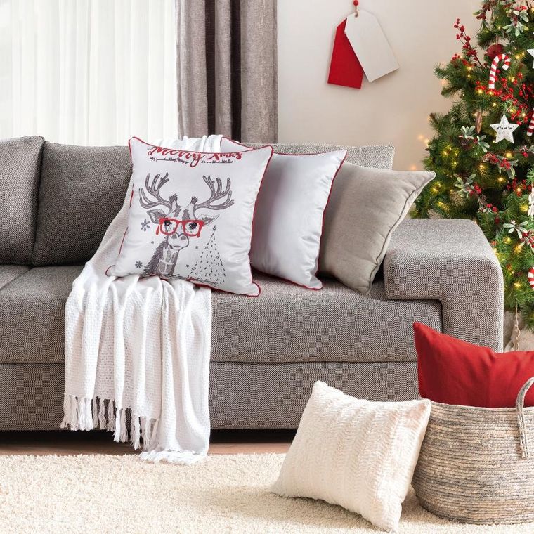 Eurofirany, poszewka świąteczna, 45-45 cm, biały