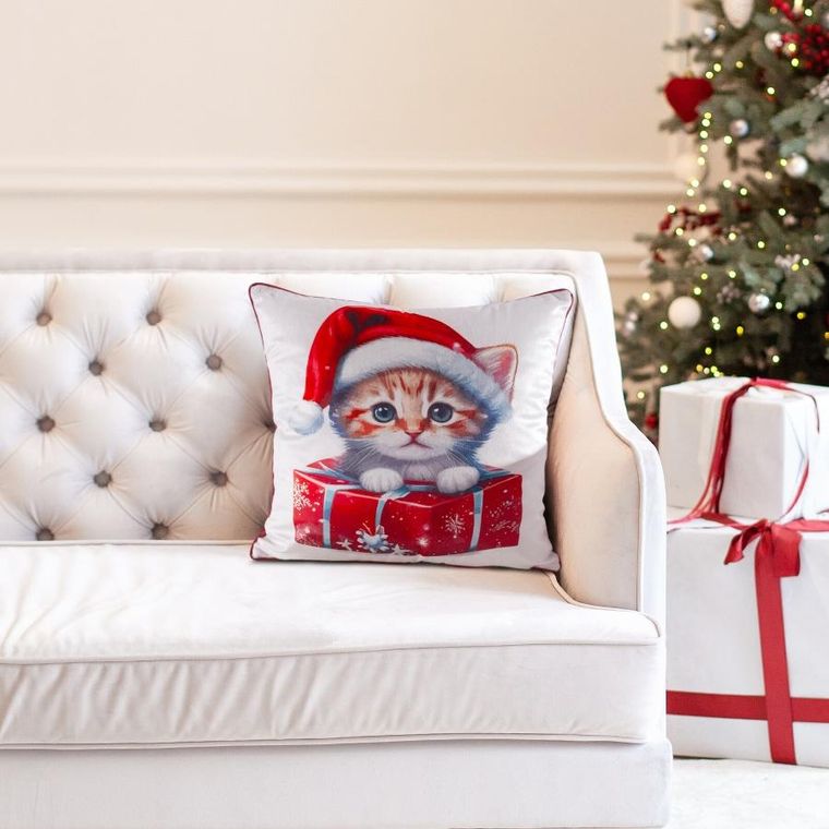 Eurofirany, poszewka świąteczna, 45-45 cm, biały