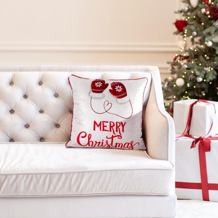 Eurofirany, poszewka świąteczna, 45-45 cm, biały