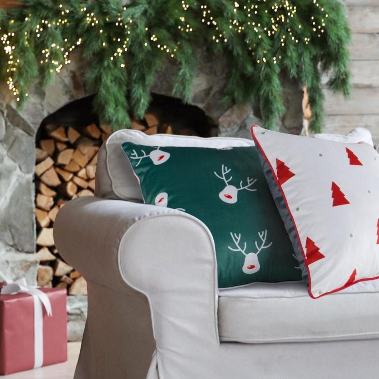 Eurofirany, poszewka świąteczna, 45-45 cm, biały