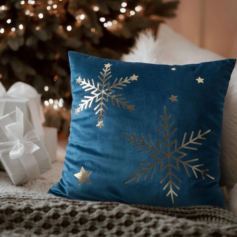 Eurofirany, poszewka świąteczna, 45-45 cm, granatowy