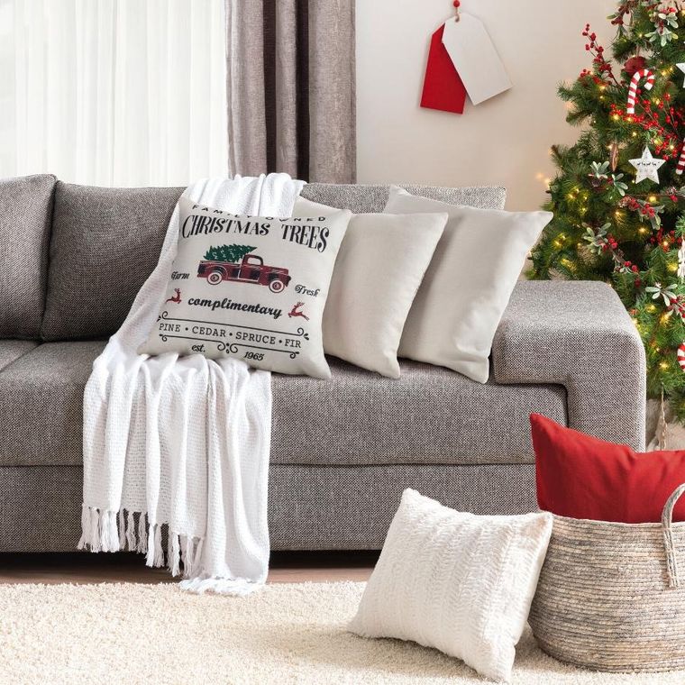 Eurofirany, poszewka świąteczna, 45-45 cm, kremowy