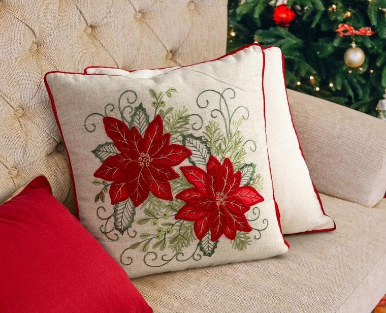 Eurofirany, poszewka świąteczna, 45-45 cm, kremowy