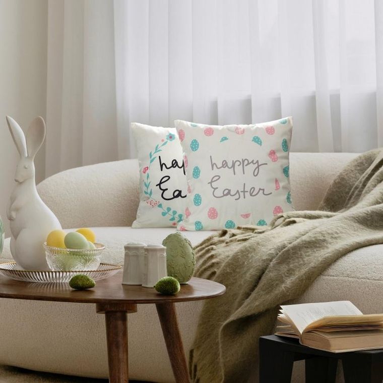 Eurofirany, poszewka wiosna, 45-45 cm, biały