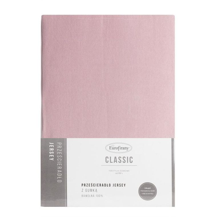 Eurofirany, prześcieradło jersey, 120-200-25 cm, pudrowy róż
