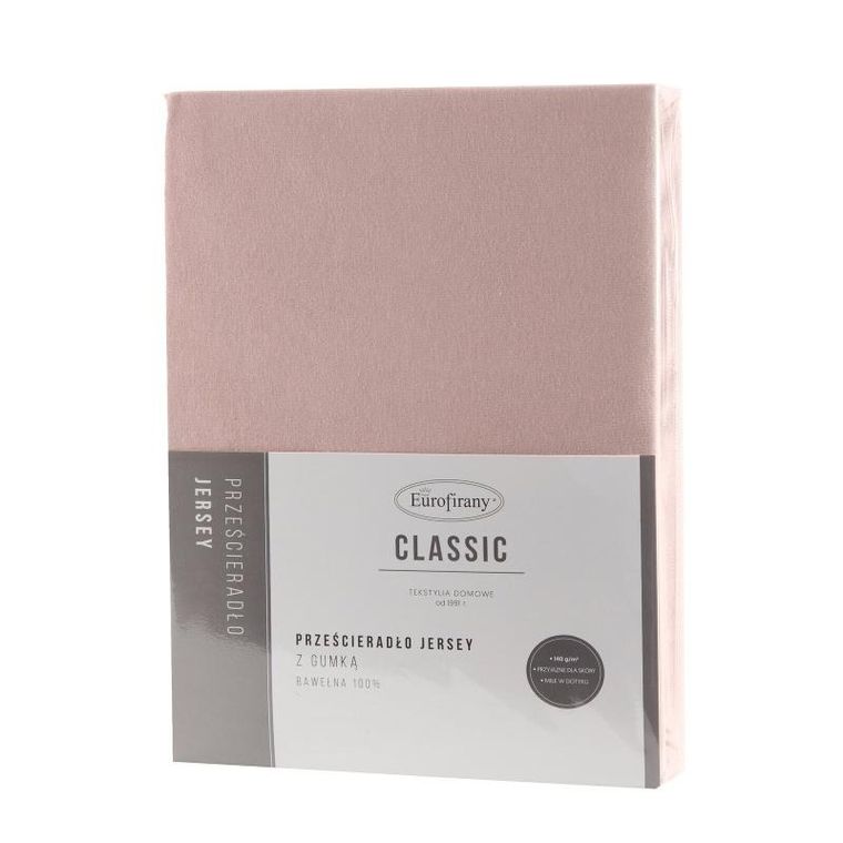 Eurofirany, prześcieradło jersey, 160-200-30 cm, pudrowy róż