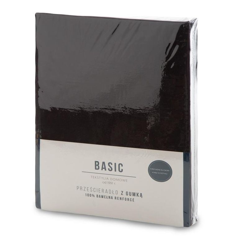 Eurofirany, prześcieradło z gumką, basic, 220-200-30 cm, czarny