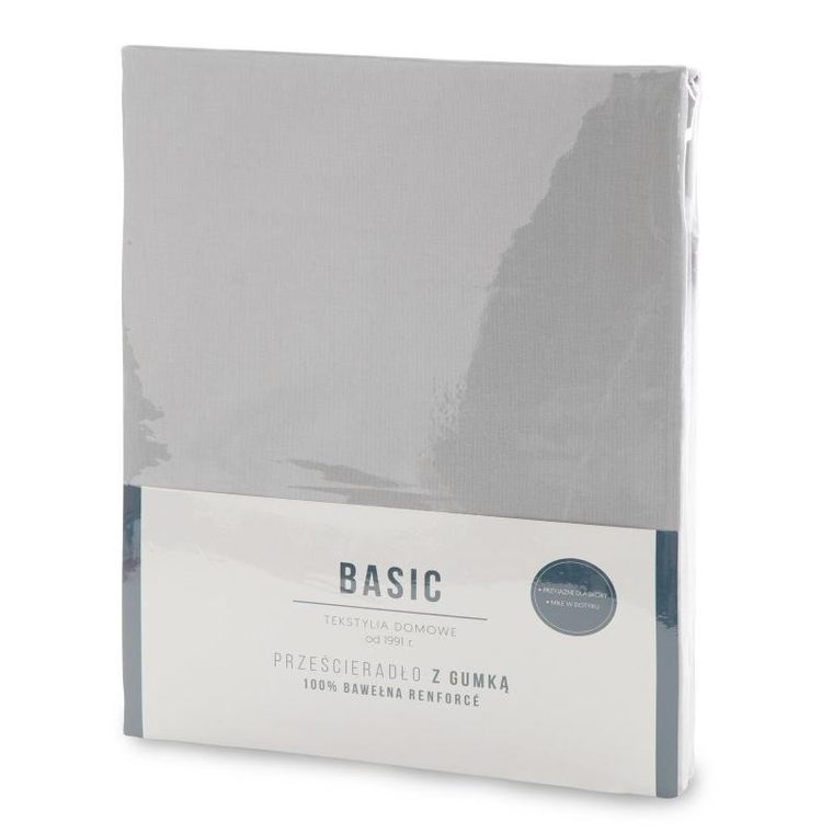 Eurofirany, prześcieradło z gumką, basic, 220-200-30 cm, jasnoszary