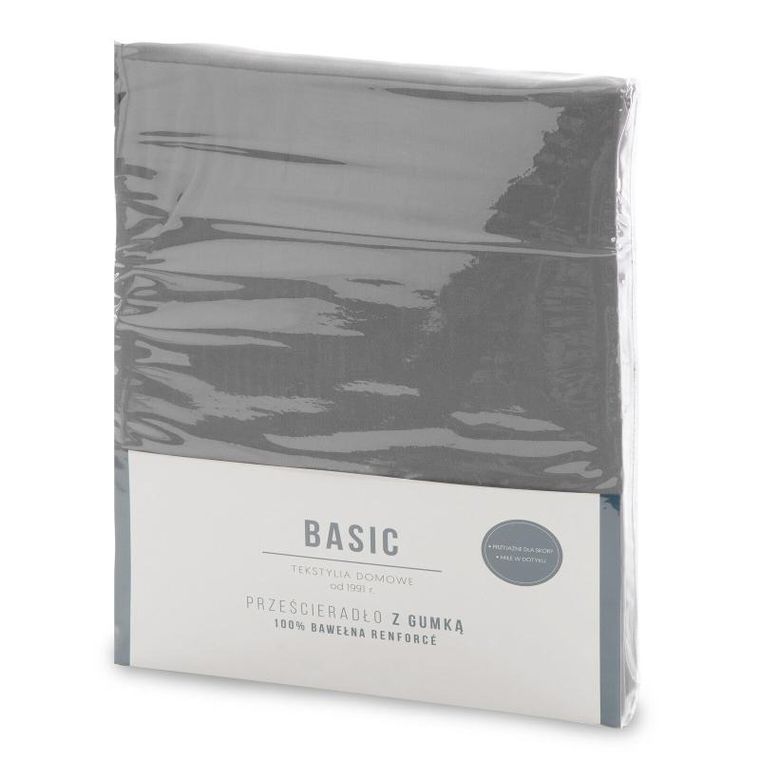 Eurofirany, prześcieradło z gumką, basic, 220-200-30 cm, stalowy