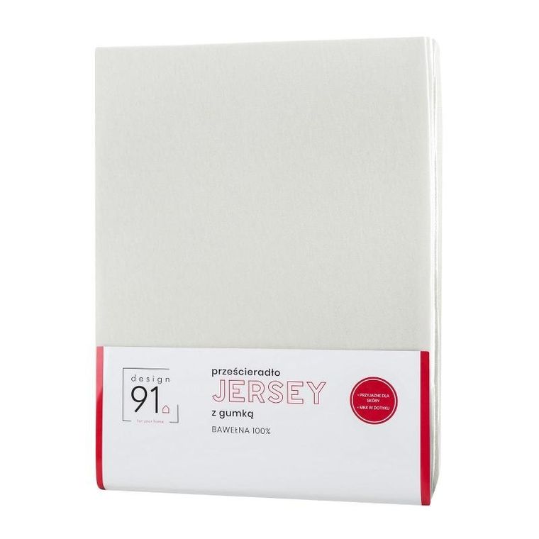 Eurofirany, prześcieradło z gumką, jersey, 140-200 cm, kremowy