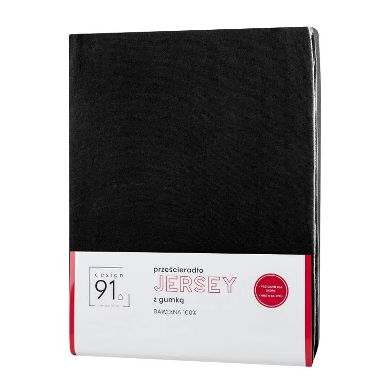 Eurofirany, prześcieradło z gumką, jersey, 180-200 cm, czarny