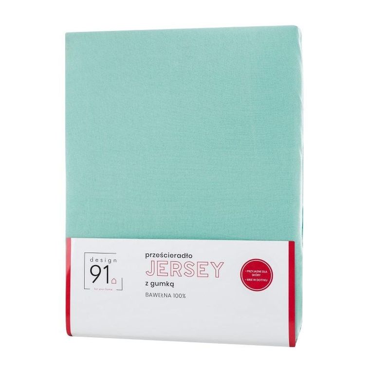 Eurofirany, prześcieradło z gumką, jersey, 240-220 cm, miętowy