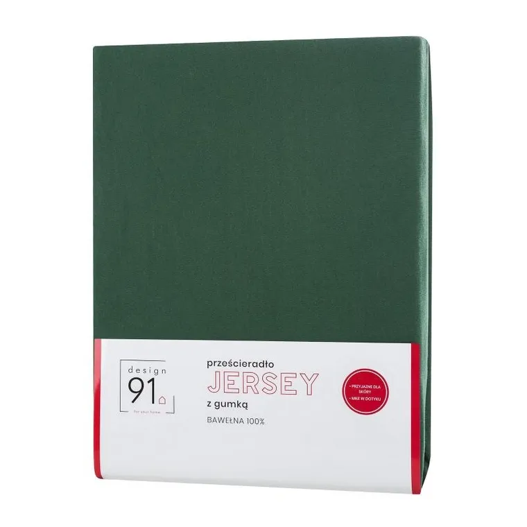 Eurofirany, prześcieradło z gumką, jersey, 90-200 cm, butelkowy zielony