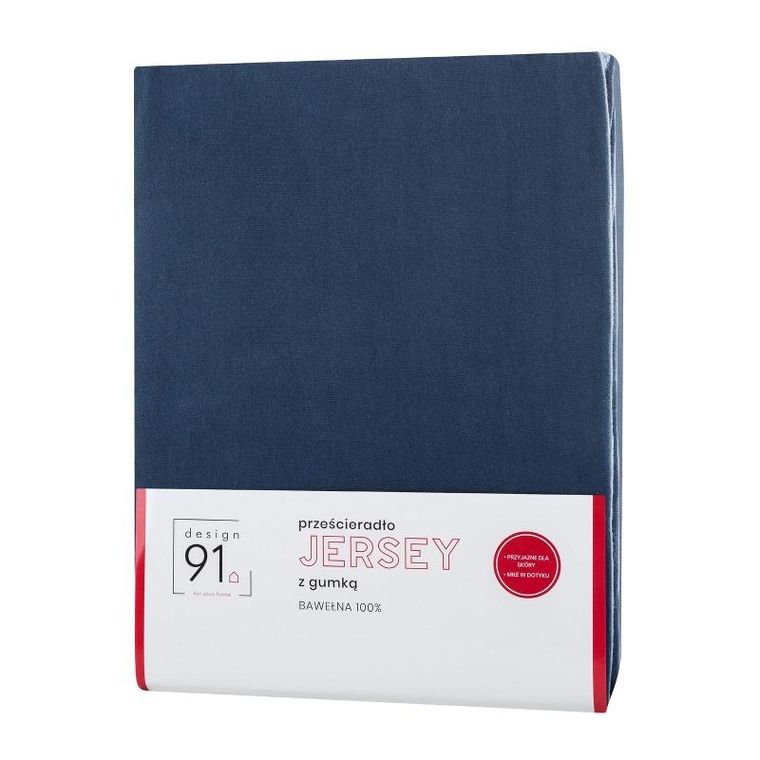 Eurofirany, prześcieradło z gumką, Jersey D91, 140-200-30 cm, granatowa