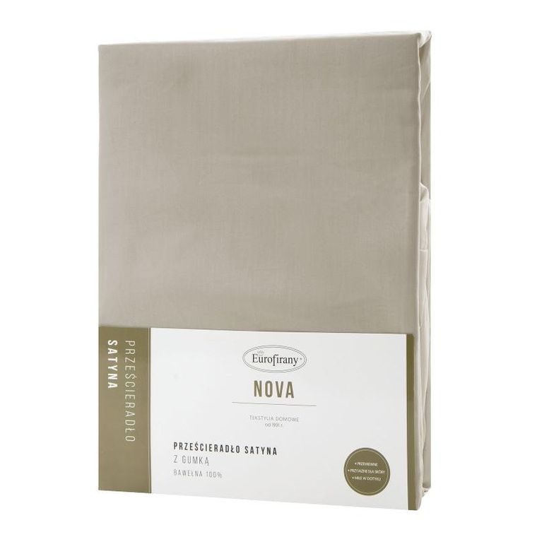 Eurofirany, prześcieradło z gumką, Nova, 180-200 cm, beżowy