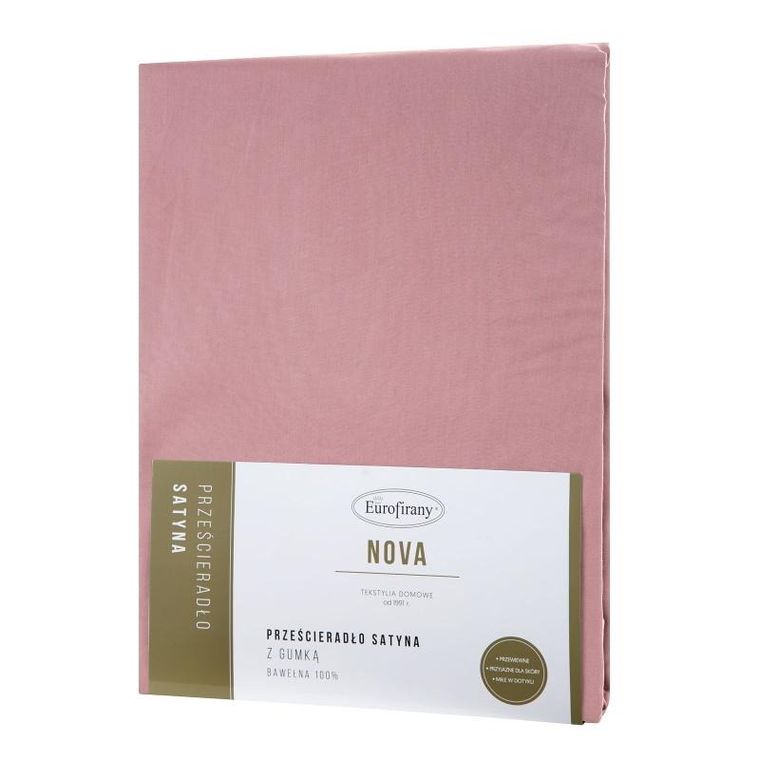 Eurofirany, prześcieradło z gumką, Nova, 220-200 cm, wysokość 30 cm, pudrowy