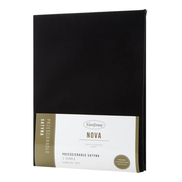 Eurofirany, prześcieradło z gumką, Nova 3, 180-200 cm, wyokość 30 cm, czarny