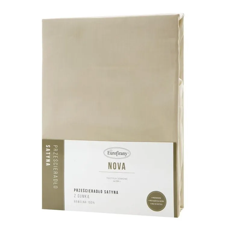 Eurofirany, prześcieradło z gumką Nova3, 100-200 cm, wysokość 25 cm, beżowy