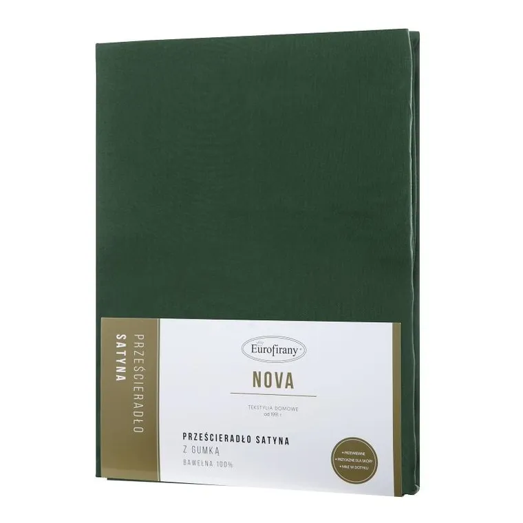 Eurofirany, prześcieradło z gumką, Nova3, 100-200 cm, wysokość 25 cm, butelkowy zielony