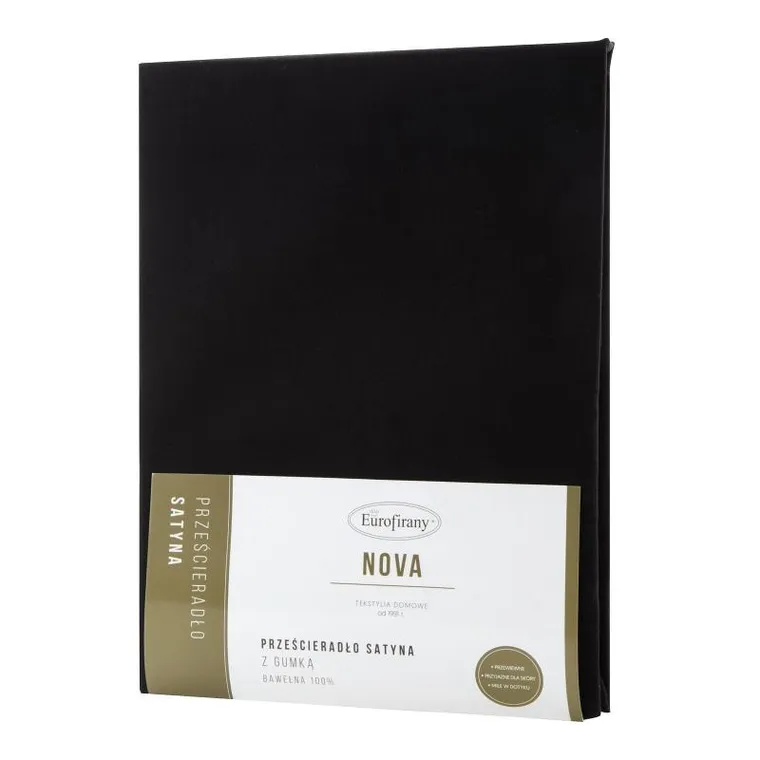 Eurofirany, prześcieradło z gumką, Nova3, 160-200 cm, czarny